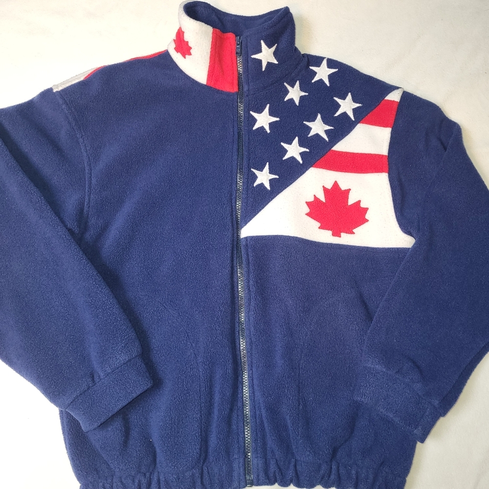 My‎ Ol' Blues American And Canadian Flag Fleece Jacket Women's Size Small